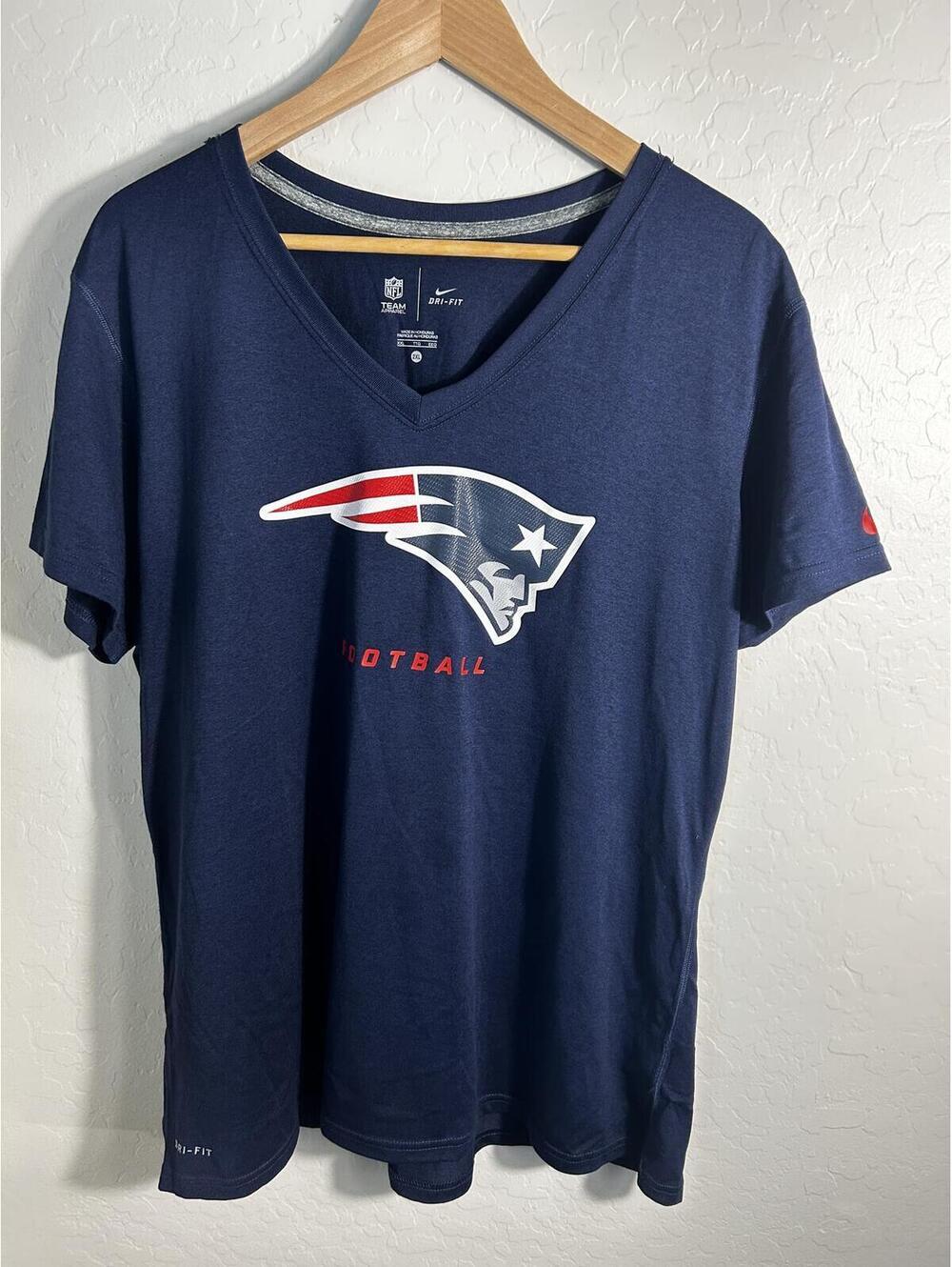 New England Patriots NFL Nike Dri-FIT Navy V-Neck Short Sleeve T-Shirt 2XL